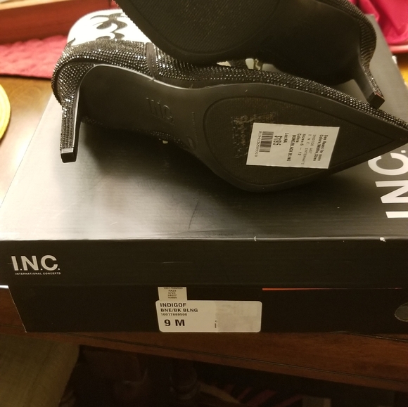 I.n.c. International Concepts Women's Indigo Booties Bone/Black Bling - Medium - Picture 3 of 7